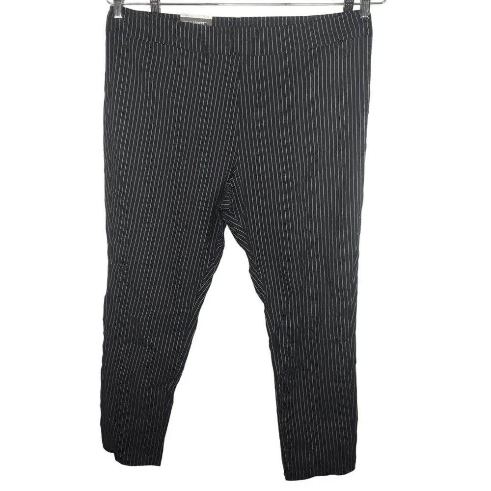 Who What Wear Cropped High Rise Stretch Pants Women Size 16W Black White Stripe - Picture 1 of 7